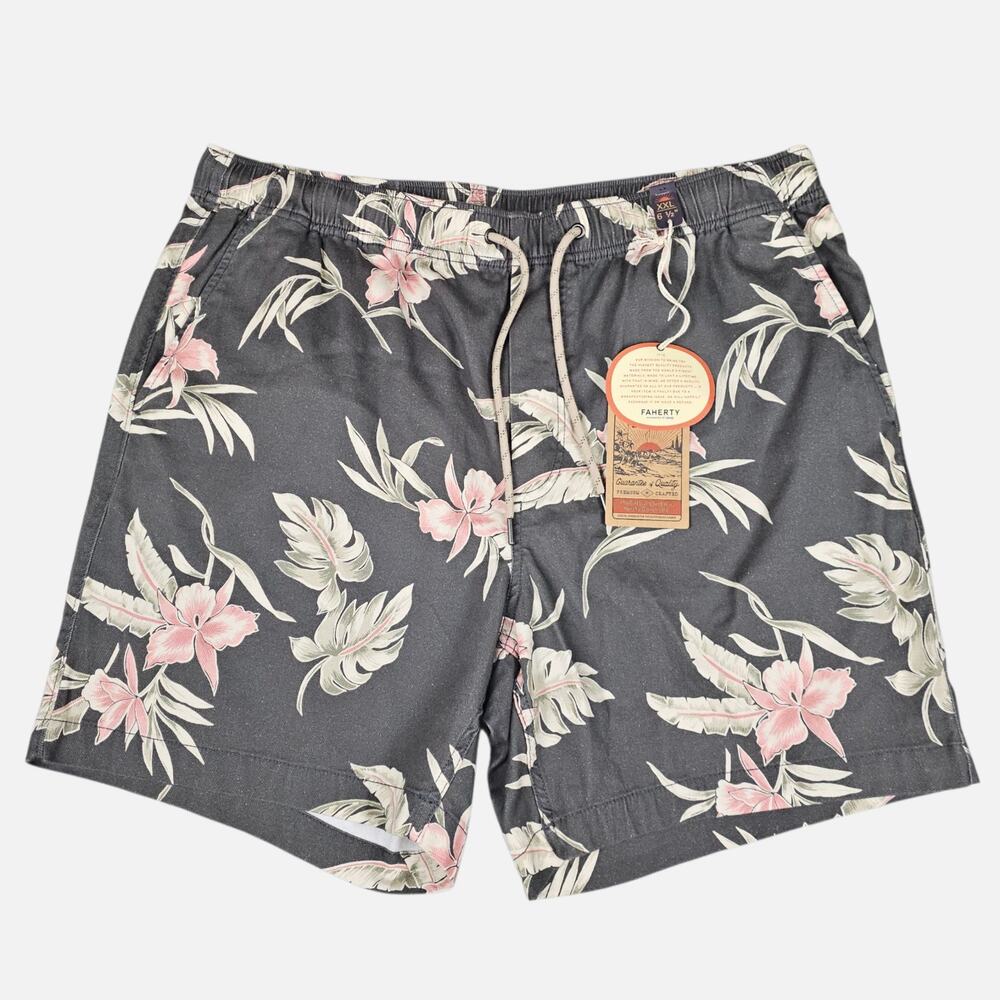 NWT Faherty Shorts Mens XXL Gray Essential Drawstring Lightweight Tropical
